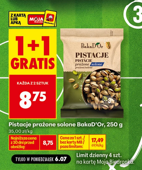 Pistacje prażone solone BakaD'Or, 250g (1+1 GRATIS)