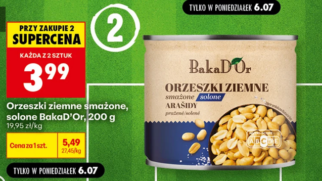 Orzeszki ziemne solone, smażone w puszcze BakaD'Or, 200 mg (przy zakupie 2 op.)