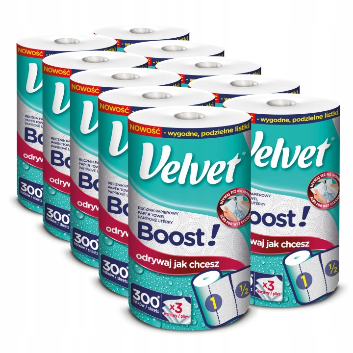 10 ROLEK - Velvet ręczniki papierowe Boost 150 listków 3