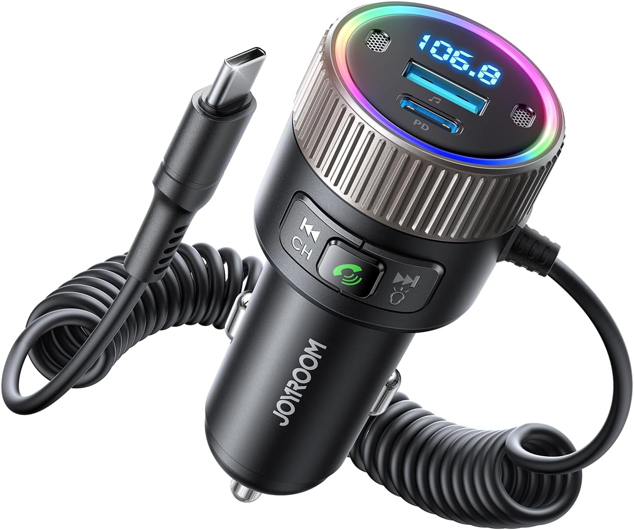 Ładowarka samochodowa JOYROOM 5.4, Bluetooth, 60 W, PD 30W, kabel typu USB-C (30W) Nadajnik FM, Odtwarzacz muzyki