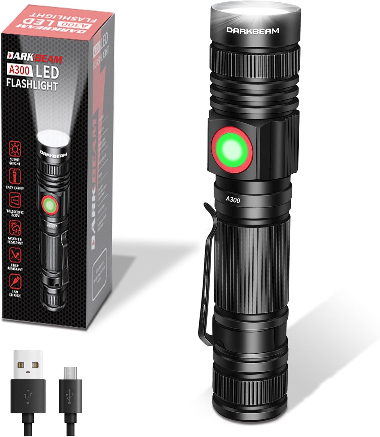 DARKBEAM LED latarka akumulatorowa, USB, 2000 lumenów, wodoodporna