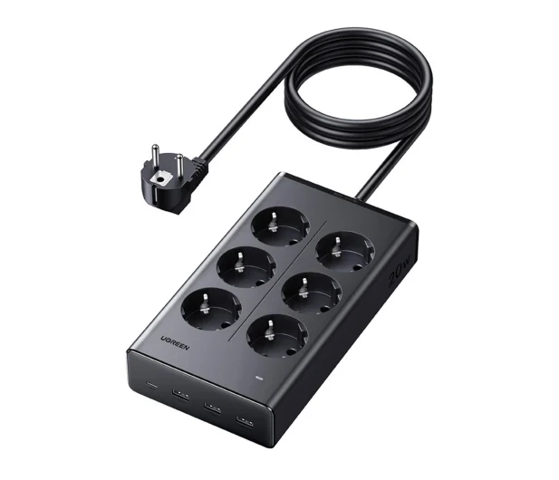 UGREEN Listwa zasilająca S622 6xAC + 3xUSB + USB-C GaN 1.5m czarna