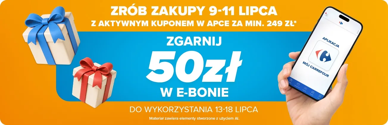 E-BON 50 PLN na kolejne zakupy, MWZ 249 PLN - CARREFOUR