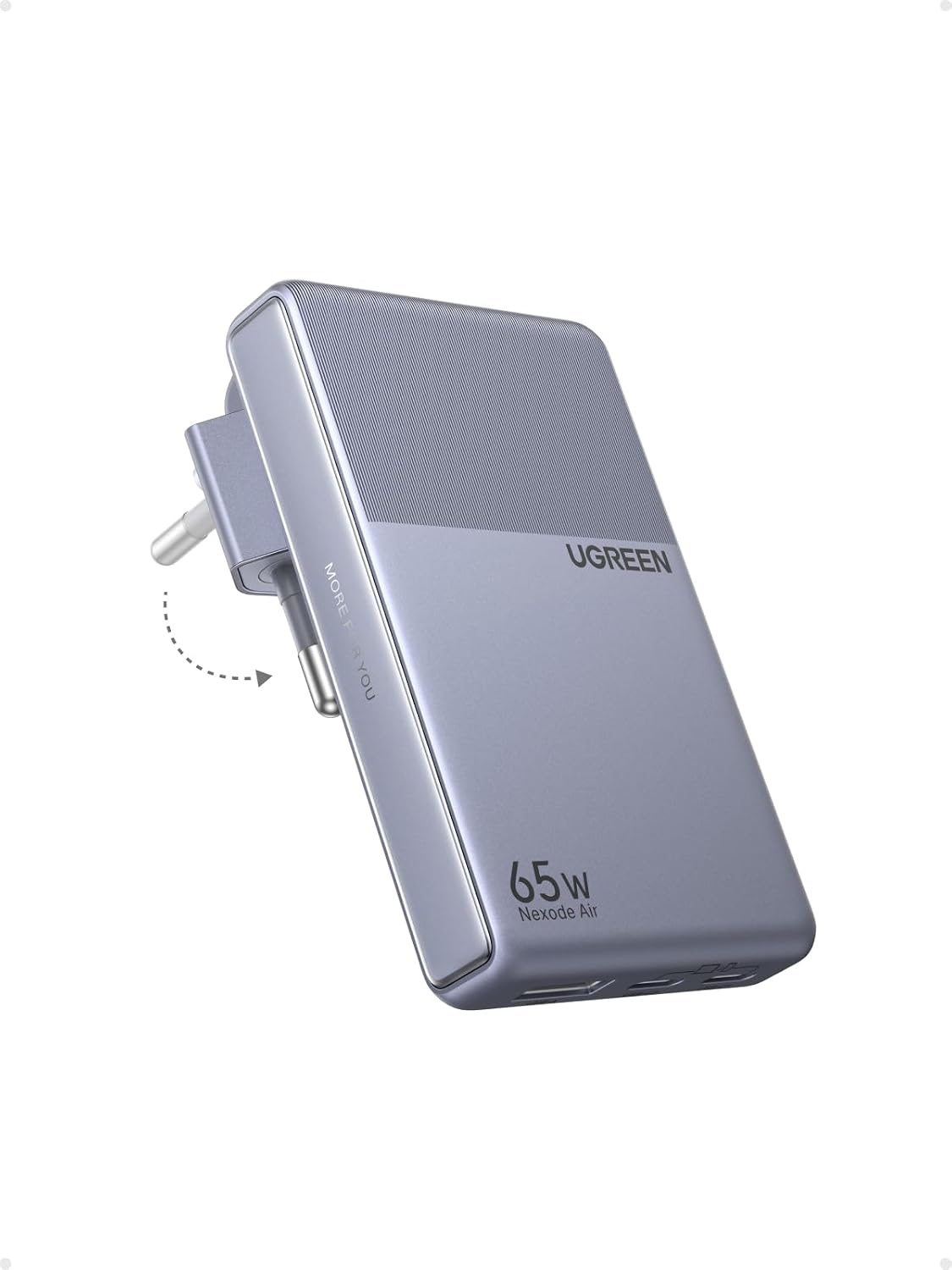 UGREEN Ładowarka USB-C 65W, cienka, 1,45 cm, składana wtyczka, 3 porty