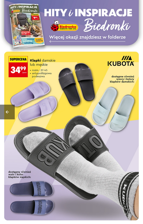 Klapki damskie lub męskie KUBOTA, rozm. 39-45, różne kolory