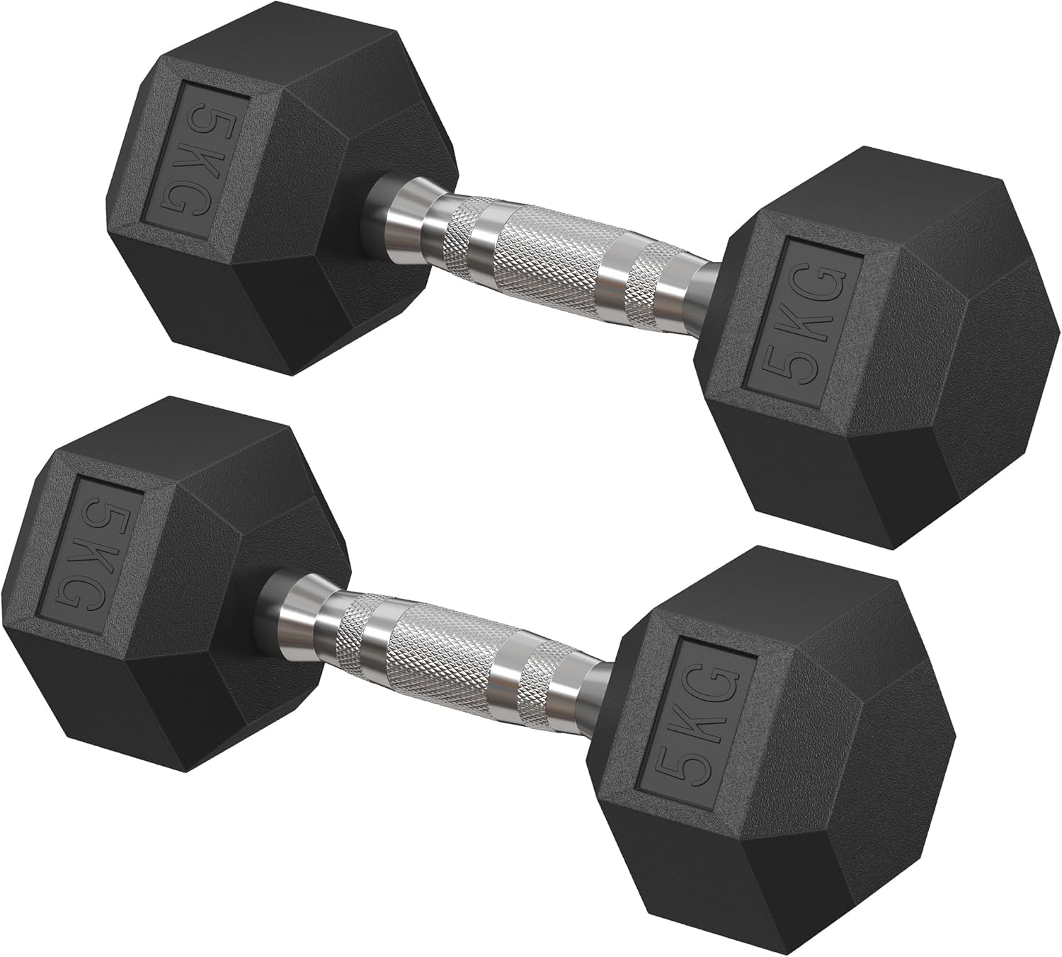 SONGMICS 2 x 5 kg, zestaw hantli sześciokątnych do treningu fitness
