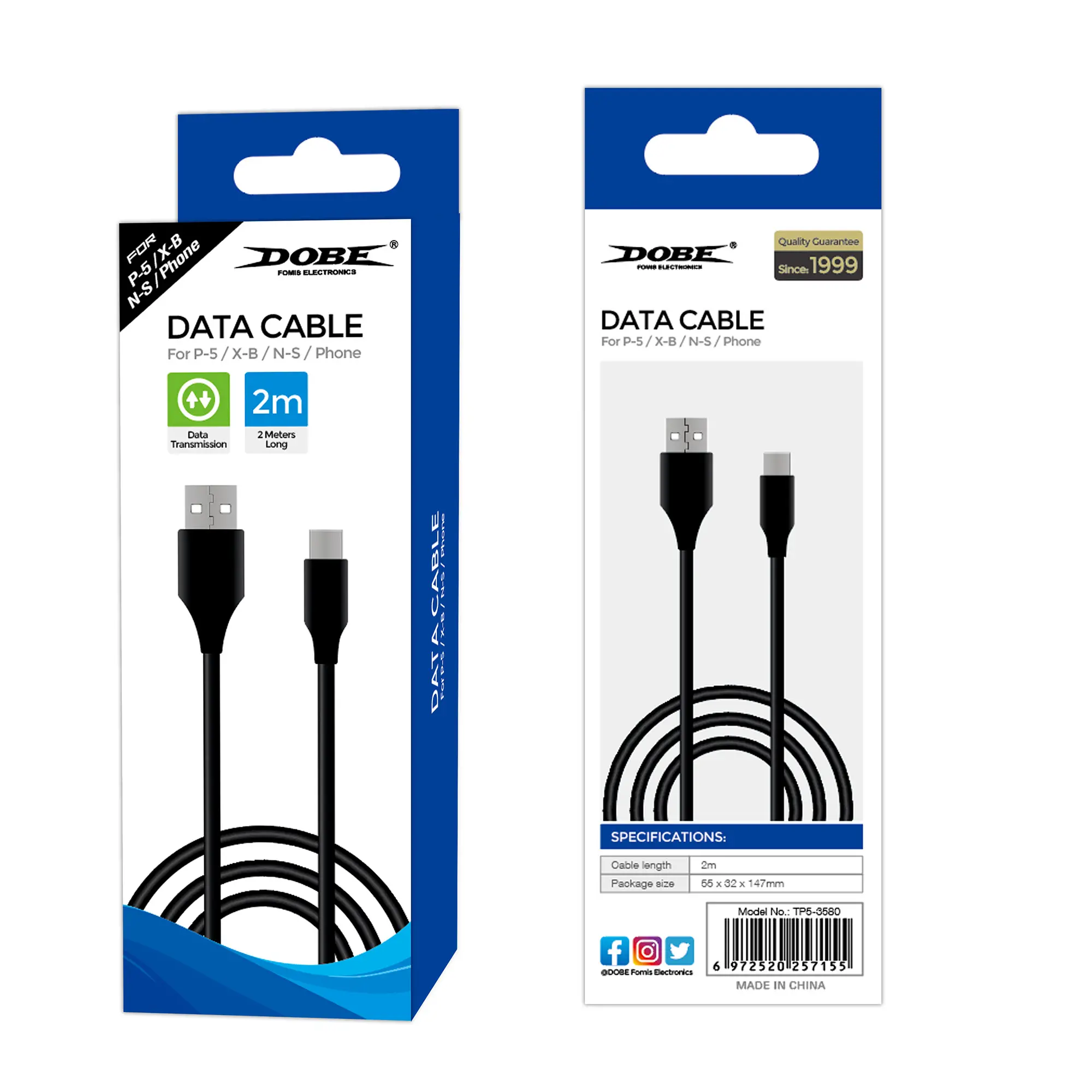 Kabel Dobe TP5-3580 Uniwersalny USB-A - USB-C, 2 metry
