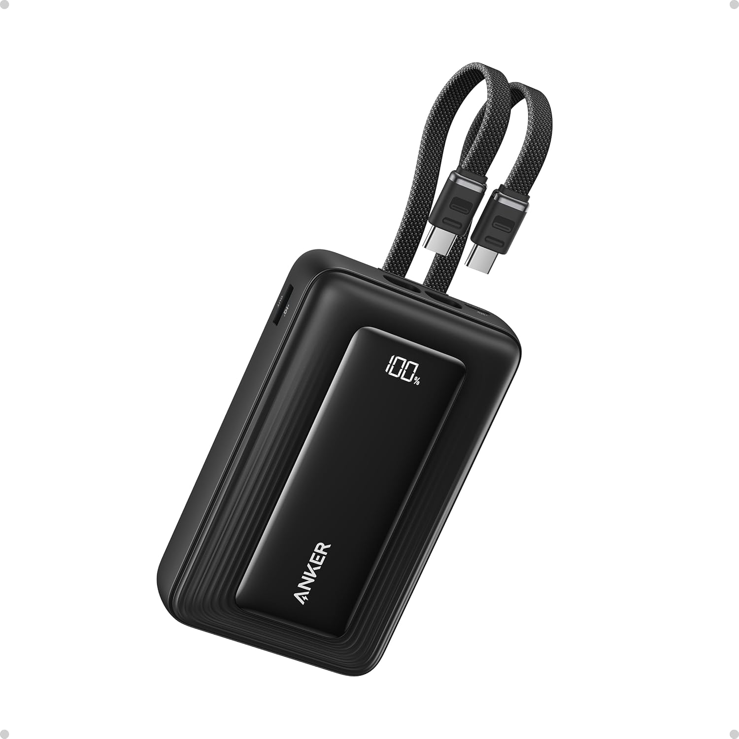 Anker Zolo Powerbank (Wersja 2025), 45W, Powerbank 20 000 mAh, Dwa Wbudowane Kable USB-C