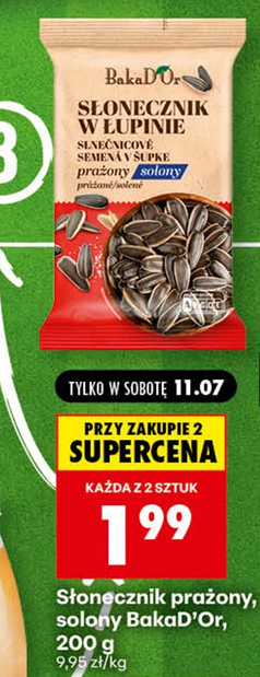 Słonecznik prażony, solony BakaD'Or, 200g (przy zakupie 2 op.)