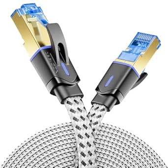 deleyCON 10m CAT 8 Kabel Sieciowy Płaski (Nylon, 40 Gbit/s, Miedziany Przewód) Gigabit Ethernet LAN