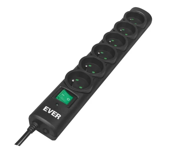 Listwa antyprzepięciowa Ever Optima - 6 gniazd, 1,5 m, czarna