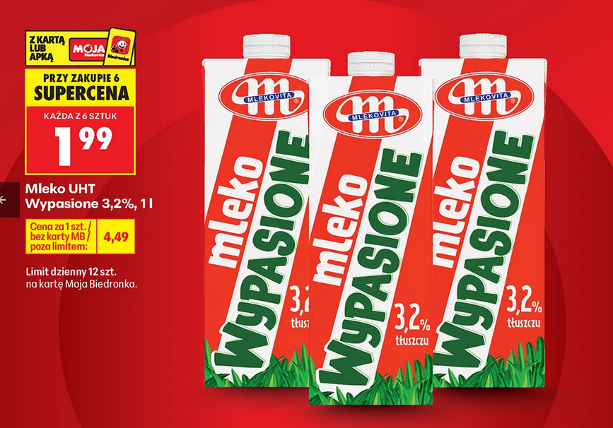 Mleko UHT Wypasione 3.2%, 1 L (przy zakupie 6 sztuk)