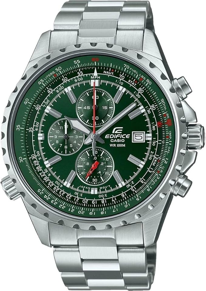 Casio Uniseks Edifice Zegarek na Rękę, Srebrny/Zielony, Ø 45 mm