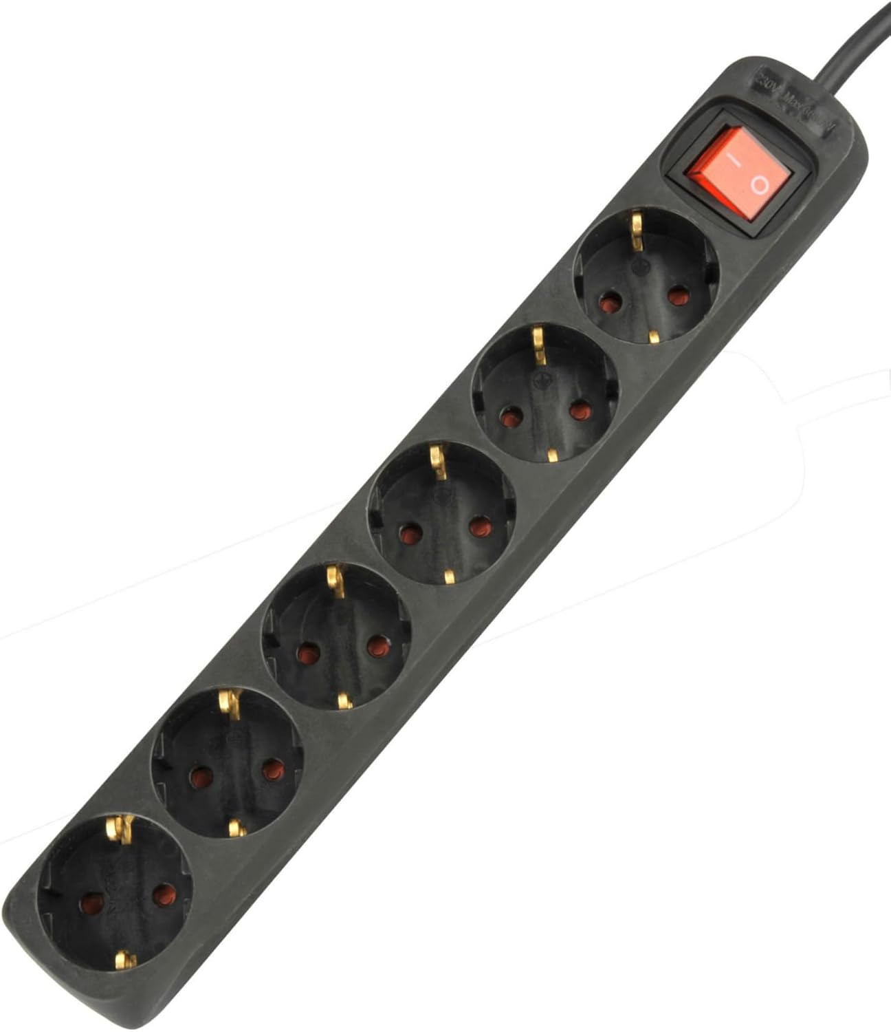 UNITEC 445351 gniazdko stołowe z przełącznikiem, 6-krotne, 1,4 m, H05VV-F 3G1,5 mm², czarne
