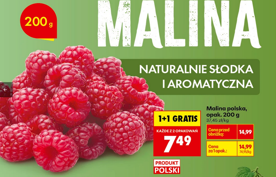 Malina polska, opak. 200g (1+1 GRATIS)