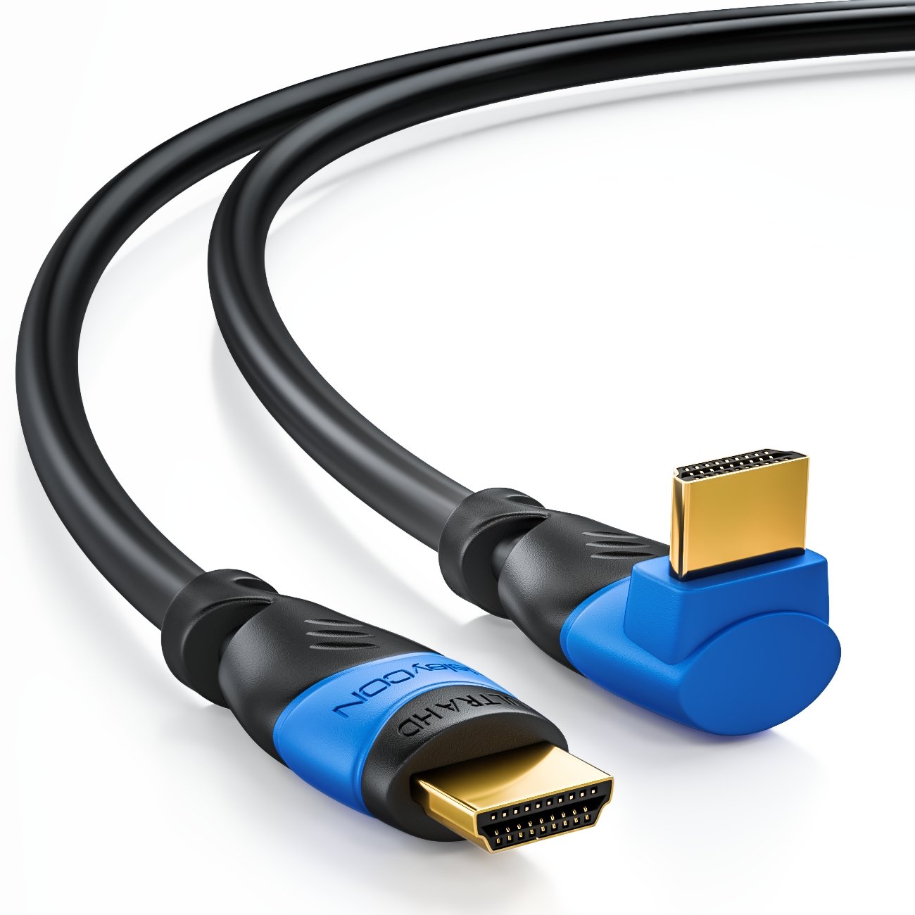 deleyCON, 1 metr, Kabel HDMI Kątowy (Kąt 90°) - UHD 4K HDR 1080p 2160p EARC