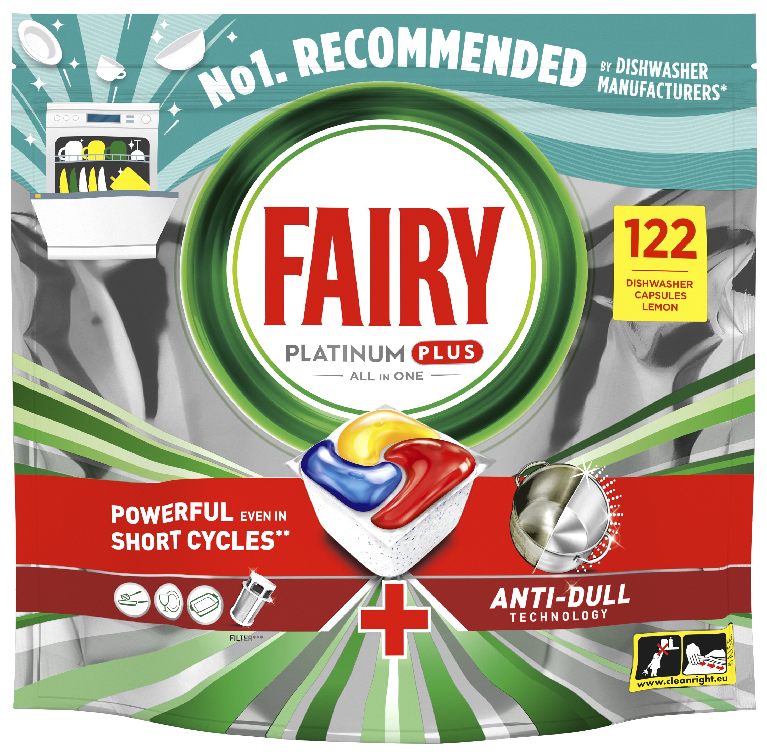 Kapsułki do zmywarki FAIRY Platinum Plus All in One Lemon - 122 szt.