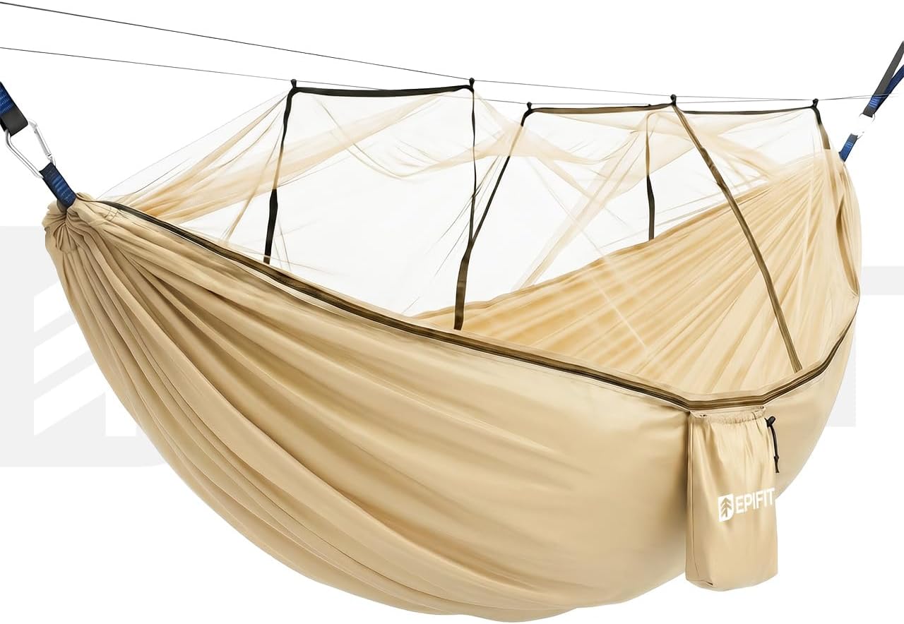 Hamak z moskitierą 330 x 140 cm do 200 kg – hamak podróżny z nylonu 210T