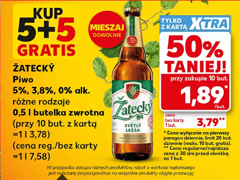 Piwo Żatecky, 500 ML (5+5 GRATIS)