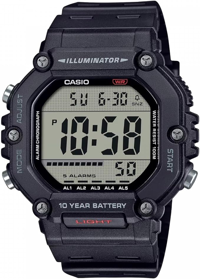 Casio Męski cyfrowy zegarek kwarcowy z plastikowym paskiem AE-1600H-1AVEF