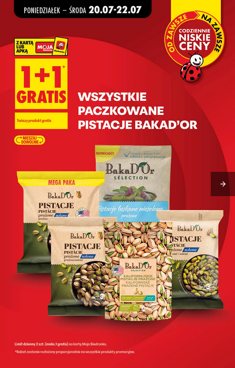 Wszystkie paczkowane pistacje BakaD'Or (1+1 GRATIS)