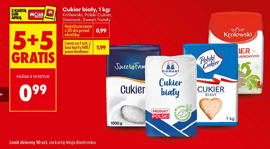 Cukier biały, 1 KG (5+5 GRATIS)