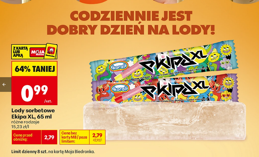 Lody sorbetowe EKiPA XL, 65 ML