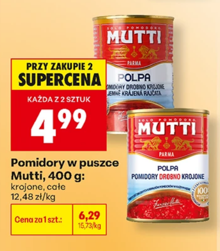 Pomidory w puszcze Mutti, 400g (przy zakupie 2 op.)