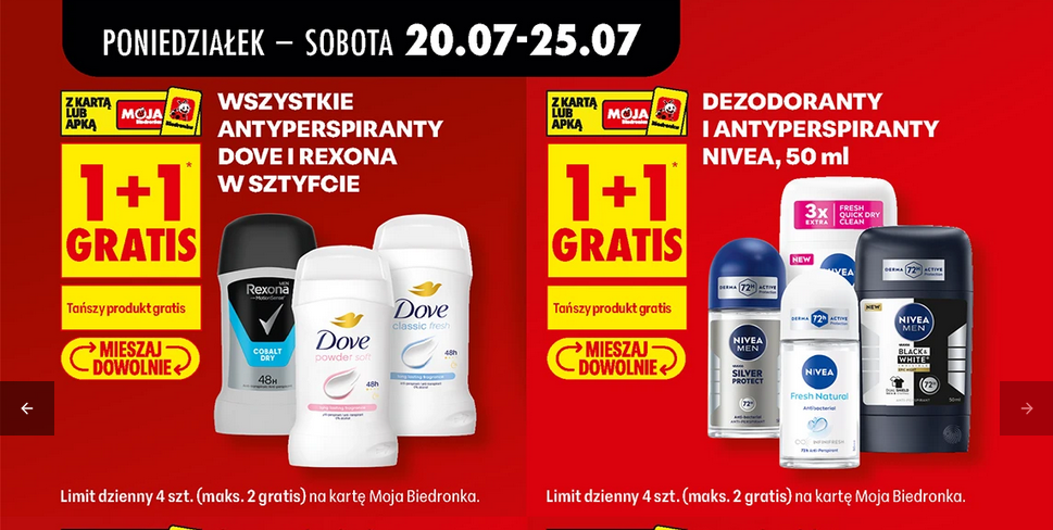 ZBIORCZA wszystkie dezodoranty i antyperspiranty Dove i Rexona w sztyfcie oraz Nivea, 50 ML (1+1 GRATIS)