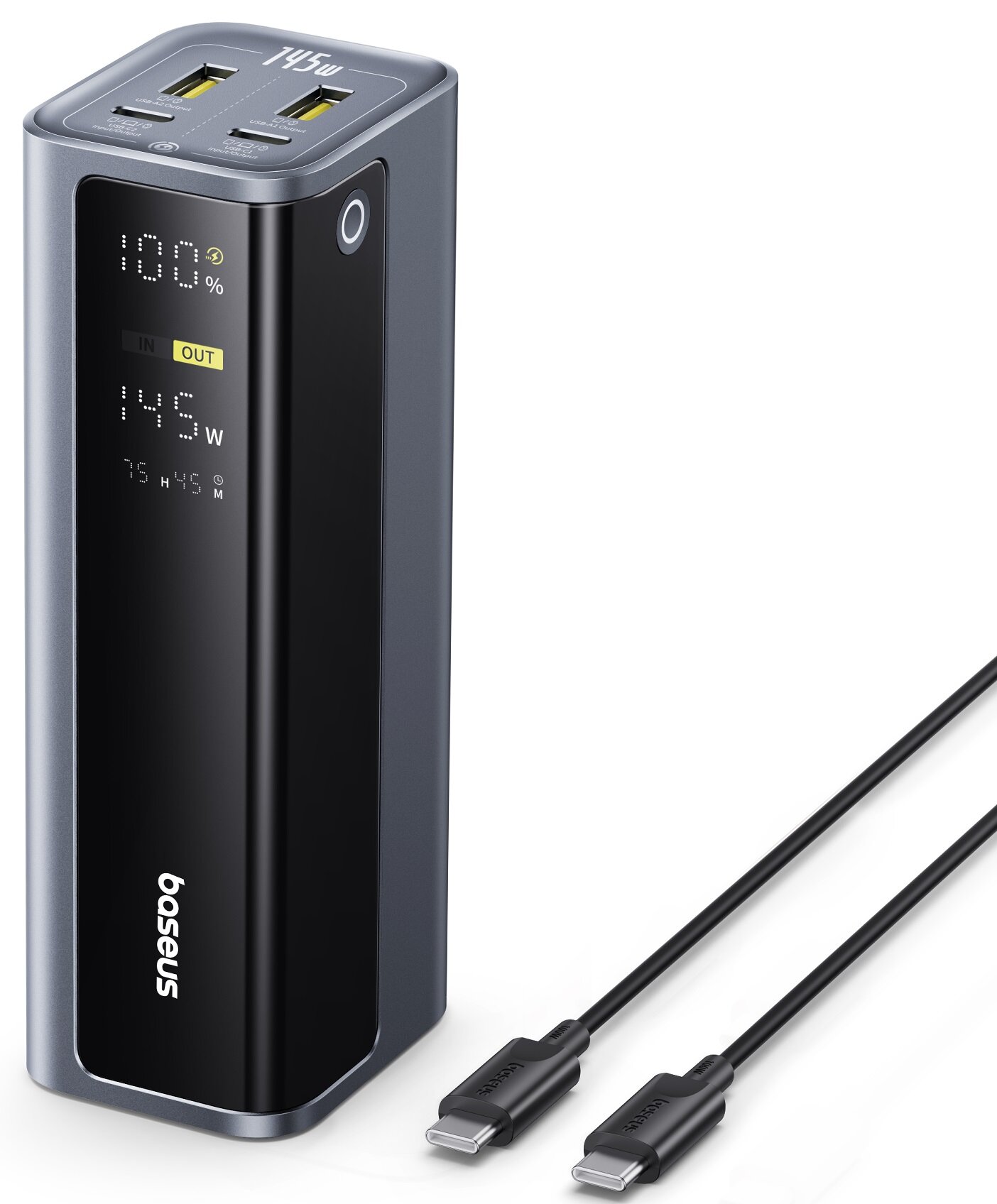 Powerbank BASEUS Energeek GP12 20800 mAh 145W Szary + kabel 100W USB-C, 1 metr