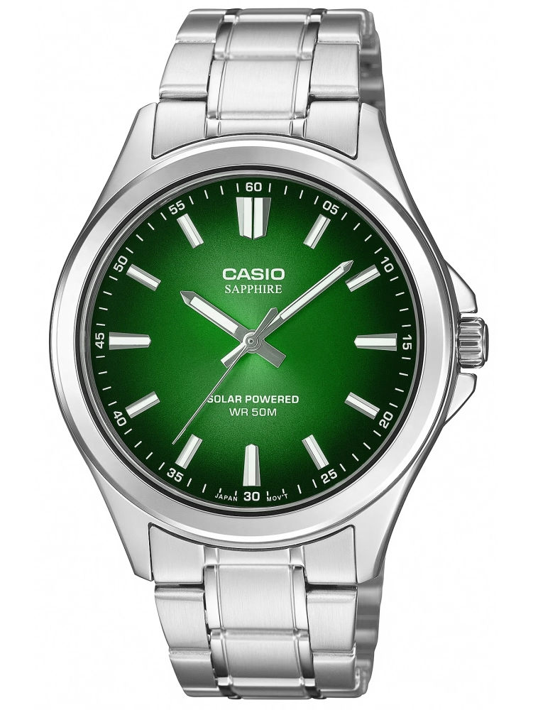 Zegarek męski Casio MTS-RS100D-3A Solar srebrny, szkło szafirowe + GRATIS do wyboru