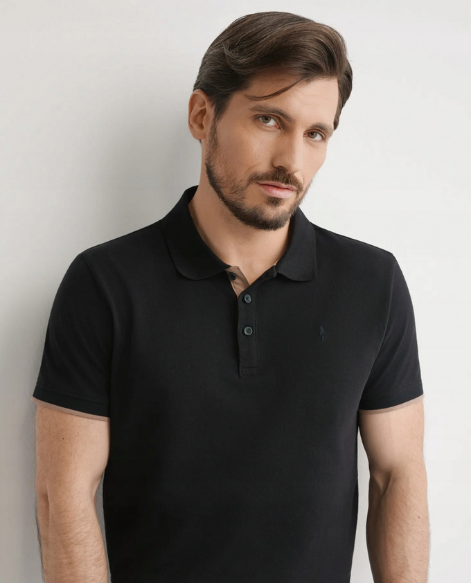 OCHNIK Czarna koszulka polo męska POLMT-0045B-99(W26) XL, XXL, 4XL