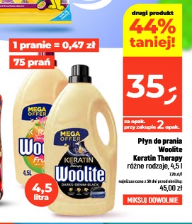 Płyn do prania Woolite Keratin Therapy, różne rodzaje, 4.5 L (przy zakupie 2 op.)