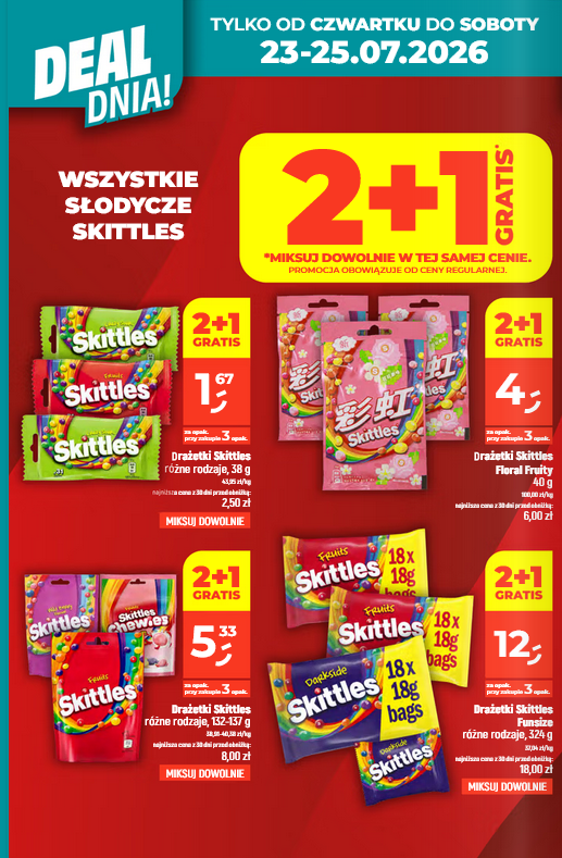 Wszystkie słodycze SKiTTLES (2+1 GRATIS)