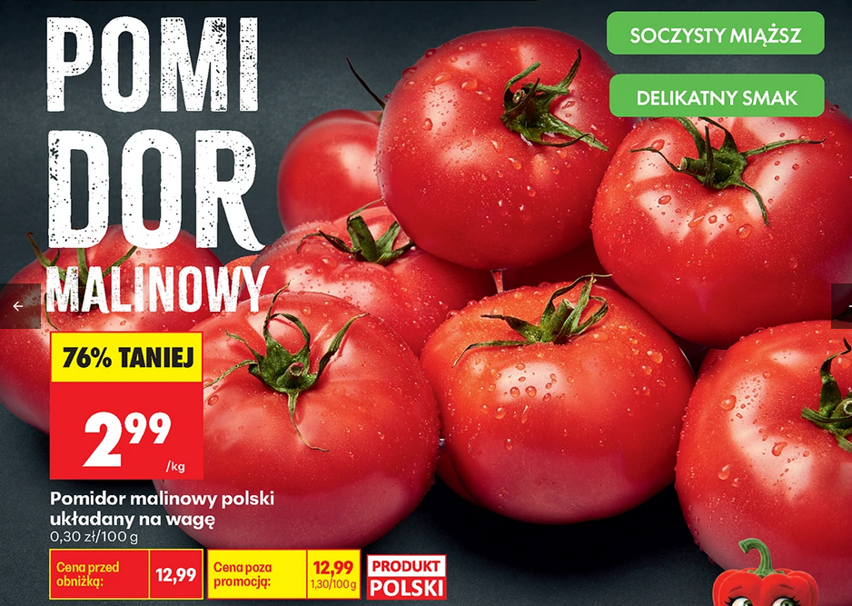 Pomidor malinowy polski, układany, na wagę, 1 KG