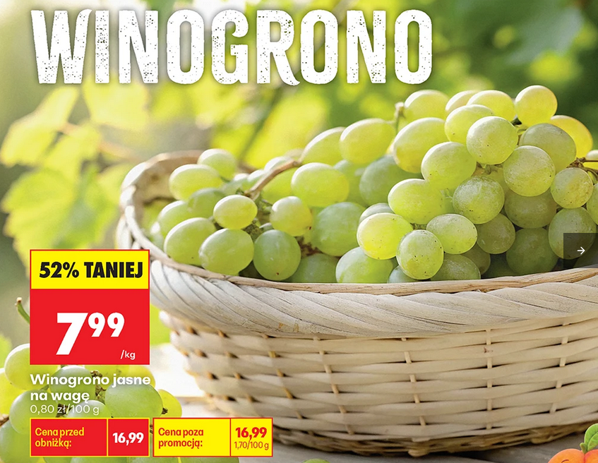 Winogrono jasne, na wagę, 1 KG