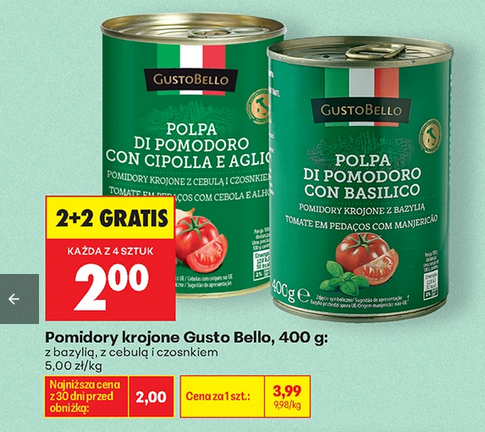 Pomidory krojone Gusto Bello, 400g (2+2 GRATIS)