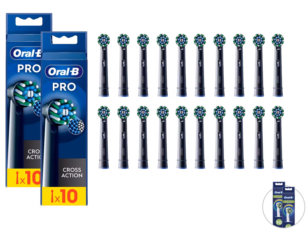 20 KOŃCÓWEK (główek) do szczoteczki Oral-B Pro CrossAction (czarne lub białe)