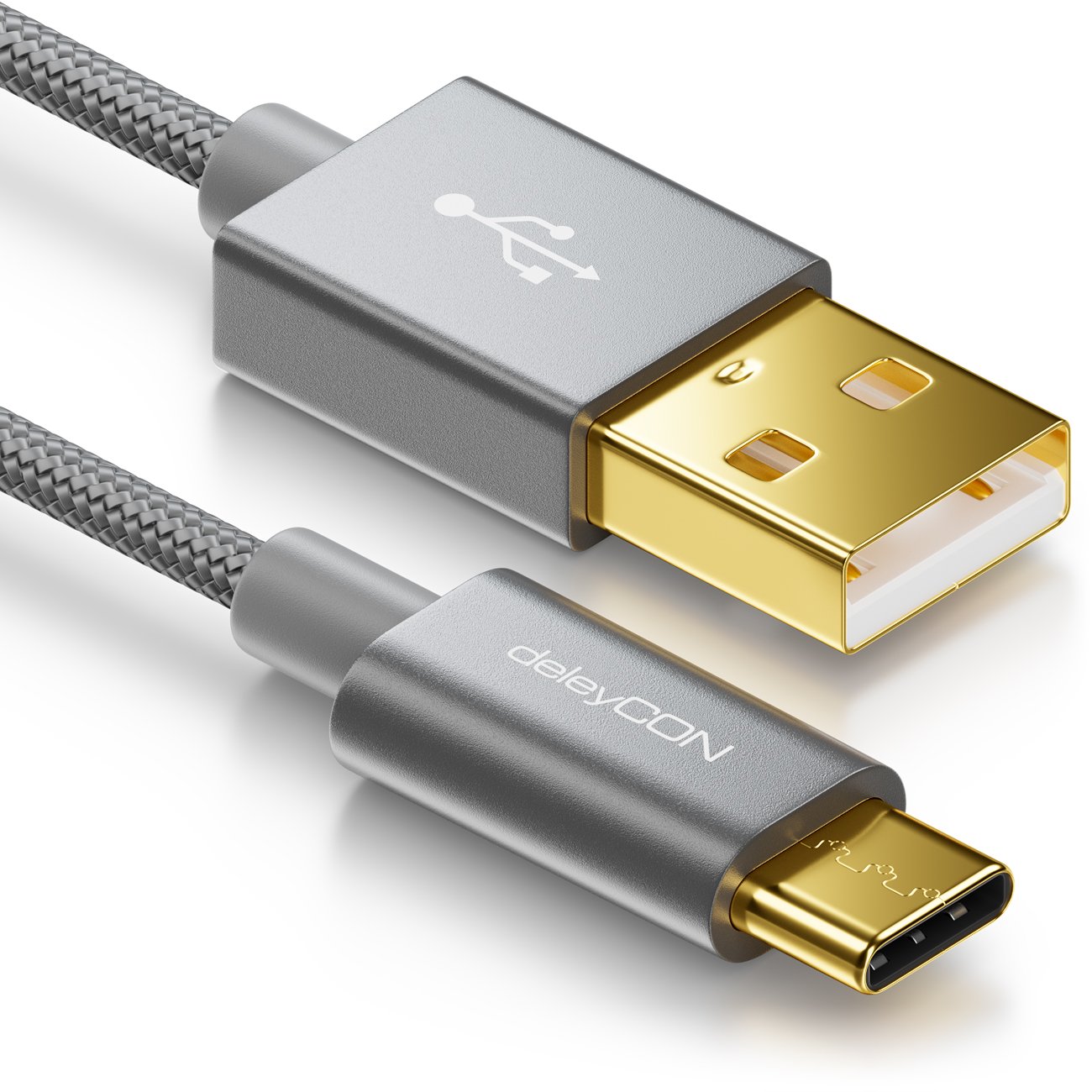 deleyCON 1 metr Kabel USB-C - Kabel do Ładowania, oplot nylownowy