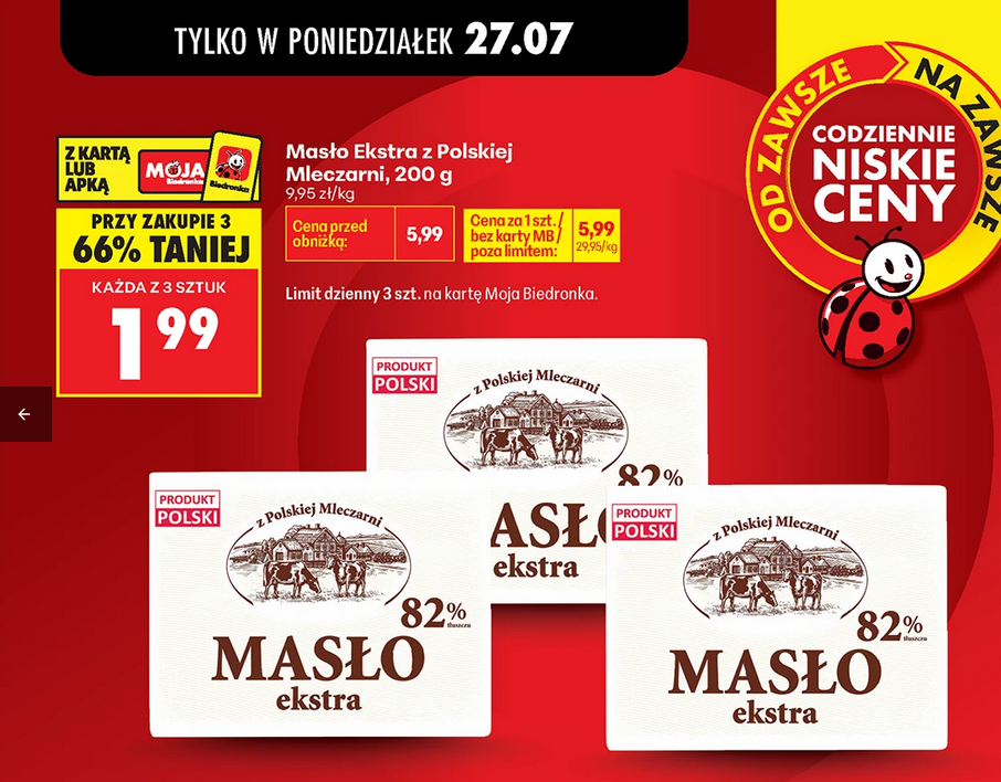Maso Ekstra z Polskiej Mleczarni, 200g (przy zakupie 3 op.) - BIEDRONKA