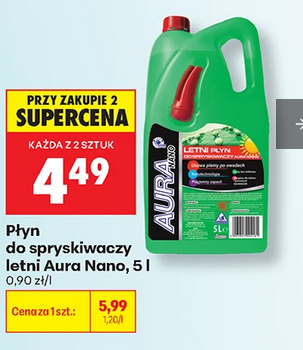 Płyn do spryskiwaczy letni Aura Nano, 5 L (przy zakupie 2 op.) - BIEDRONKA