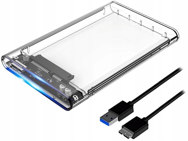 Obudowa Dysku Kieszeń SSD HDD SATA 2,5 USB 3.0 (przezroczysta) + kabel USB 3.0 - od sheibak