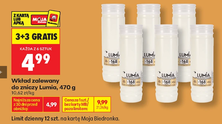 Wkład zalewany do zniczy Lumia, 470g (3+3 GRATIS)