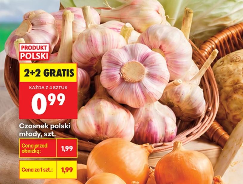 Czosnek polski, młody, szt. (2+2 GRATIS) - BIEDRONKA