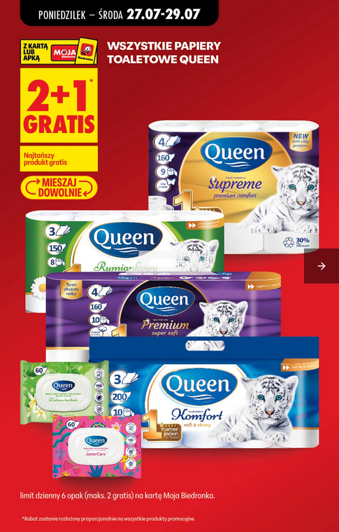 Wszystkie papiery toaletowe QUEEN (2+1 GRATIS)