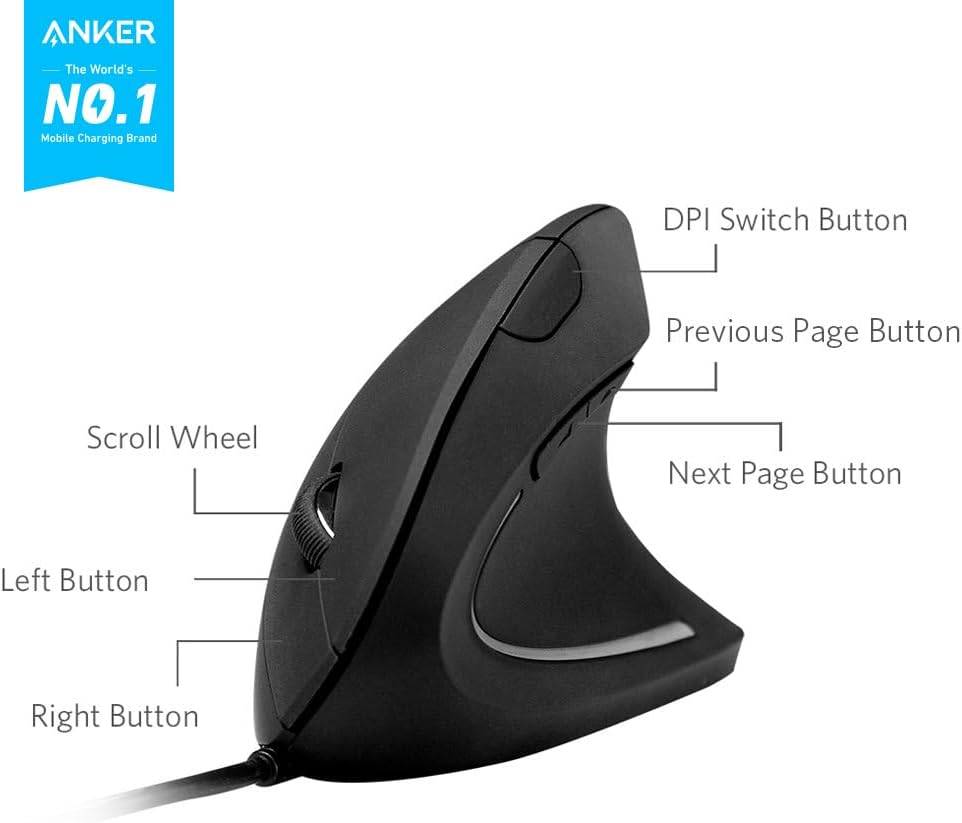 Anker Pionowa mysz pionowa, ergonomiczna mysz optyczna