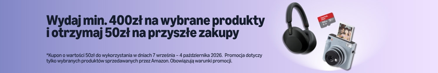 KUPON 50 PLN na przyszłe zakupy przy zakupach za min. 400 PLN - AMAZON