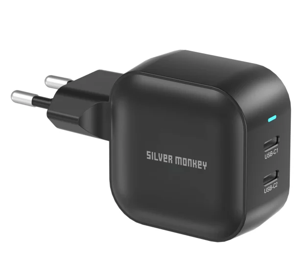 Silver Monkey Ładowarka GaN Smart Duo 48W PD Czarna