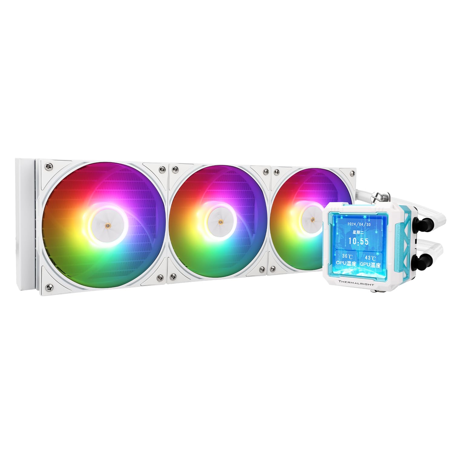 Chłodzenie wodne Thermalright Frozen Warframe PRO 360 ARGB biały AIO, ekran IPS LCD