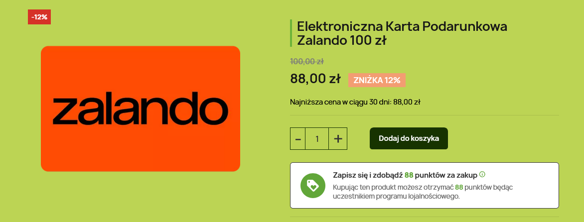 Elektroniczna Karta Podarunkowa Zalando o wartości 100 zł